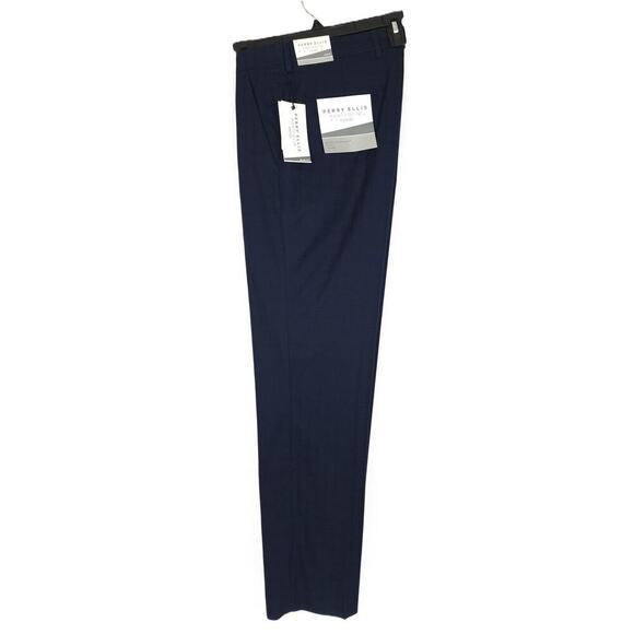 Perry Ellis Portfolio Men's Slim-Fit Stretch Dress Pants Navy Plaid 33x30 NWT - Picture 4 of 5